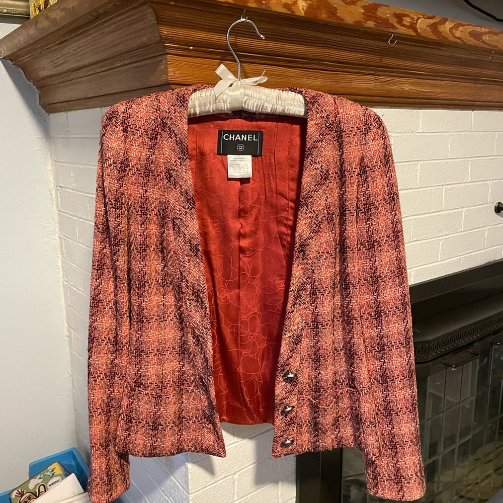 Authentic pink and brown Chanel jacket, size 2.